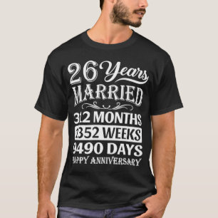 Camiseta 26 años de matrimonio feliz 26 aniversario del Bod