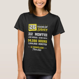 Camiseta 26 Años De Servicio Graciosos Regalos De Jubilació