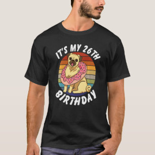 Camiseta 26 años divertido pug y donut retro vintage 26