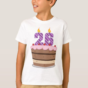 Camiseta 26 años en el pastel de cumpleaños