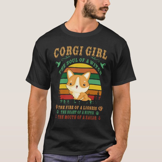Camiseta 26 Corgi Chica Witch Lioness Hippie Sailor (Anverso)
