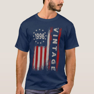 Camiseta 26 Year Old Gifts Vintage 1996 American Flag 26th 