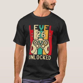 Camiseta 26th Gamer Boy Saying Vintage Level 26 Unlocked Ga