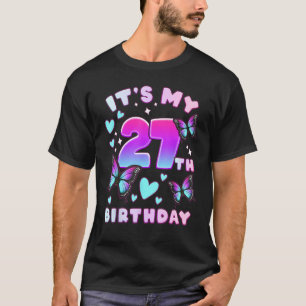 Camiseta 27.º Chica de cumpleaños 27 años Mariposas y númer