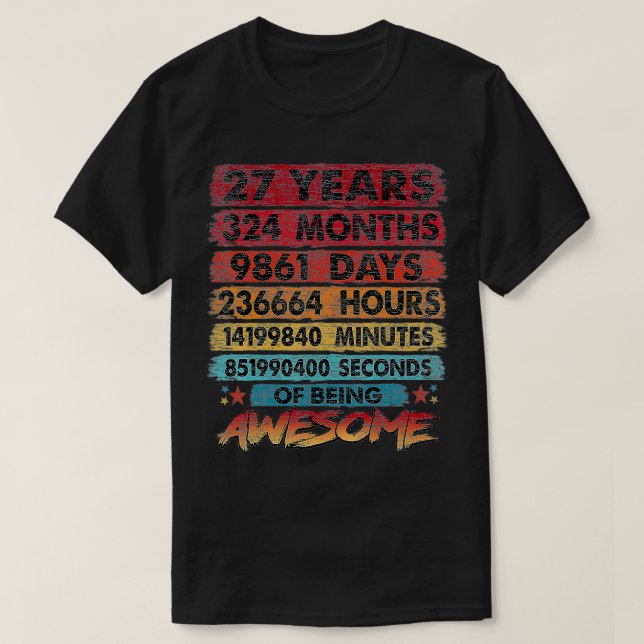 Camiseta 27 cumpleaños Retro de cosecha de 27 años de edad  (Diseño del anverso)