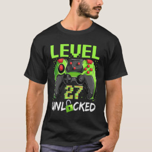 Camiseta 27 Years Old Gamer Man Birthday Level 27 Unlocked