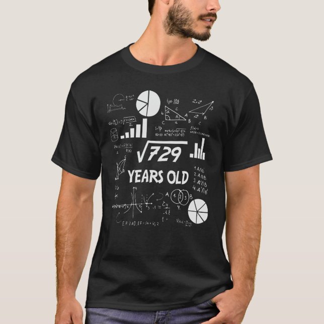 Camiseta 27th Birthday Square Root Math 27 Years Old Bday (Anverso)