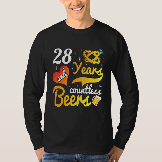 Camiseta 28 años Innumerables cervezas Boda Marry Husband W (Anverso)