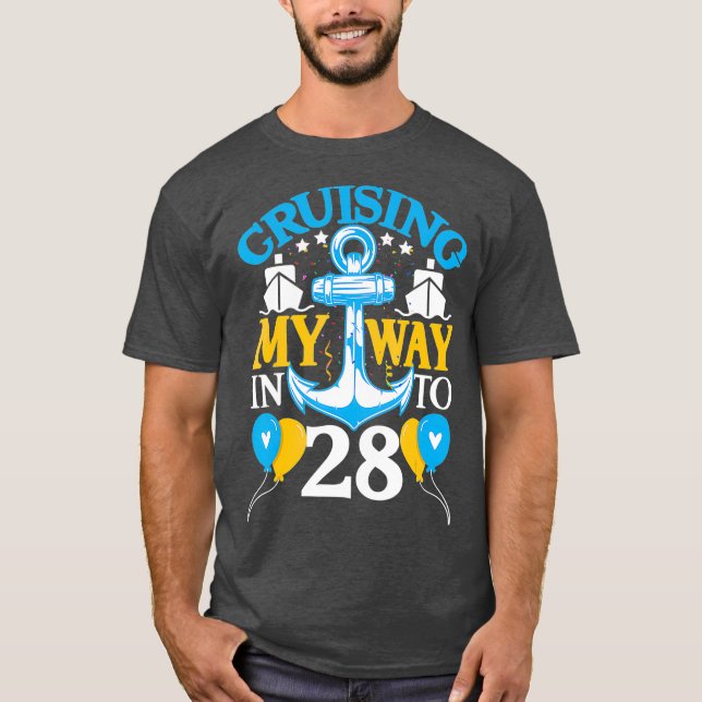 Camiseta 28 Year 28th Birthday Cruise  Men Women  Ship (Anverso)