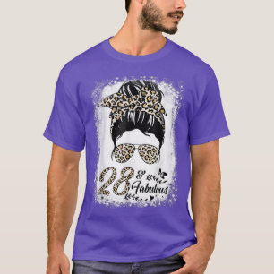 Camiseta 28 Years Old Fabulous Messy Bun Leopard 28th Birth