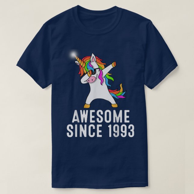Camiseta 28th birthday, unicorn dab, Awesome since 1993  (Diseño del anverso)