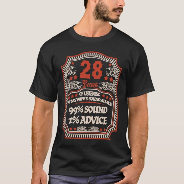 Camiseta 28th Wedding Anniversary For Him  Man Husband (Anverso)