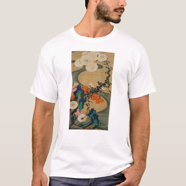 Camiseta 29. 菊 花 流 水 図, 若 Chrysanthemum & Stream, Jakuchū (Anverso)