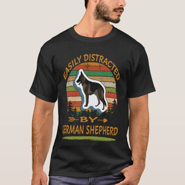 Camiseta 29 Fácilmente Distraído Por Pastor Alemán (Anverso)