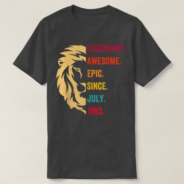 Camiseta 29 Years Old Gifts Legend Since July 1993 29th Bir (Diseño del anverso)