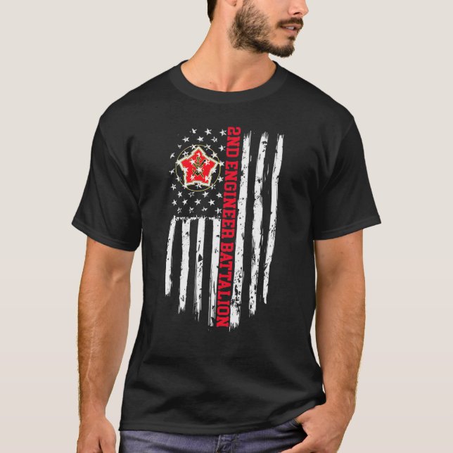 Camiseta 2.ª Ingeniera Batallón Bandera Americana Premium (Anverso)