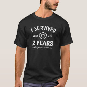 Camiseta 2.º Aniversario Boda Para Él Sobrevivió A 2 Años