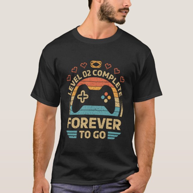 Camiseta 2.º Aniversario Boda Video Gamer Comple Nivel 2 (Anverso)