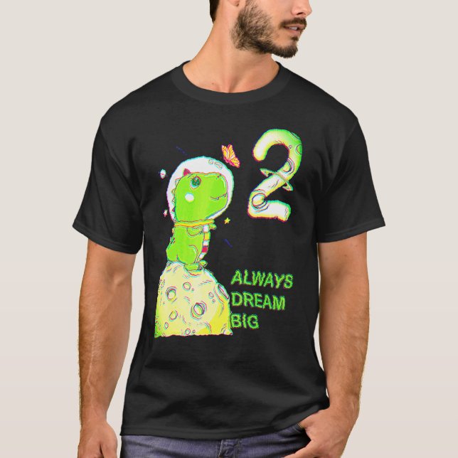 Camiseta 2.º Astronauta de dos años de edad T Rex Dinosaur (Anverso)