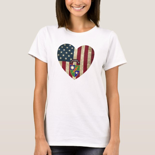 Camiseta 2.º Batallón 75º Ranger Reg Bandera Corazón Nortea (Anverso)