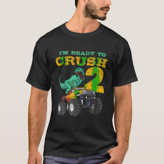 Camiseta 2.º Camión Monstruo de Cumpleaños Dino 2 Años