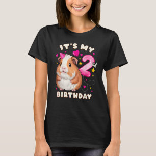 Camiseta 2.º Chica de cumpleaños 2 años, cerdo guineano y g