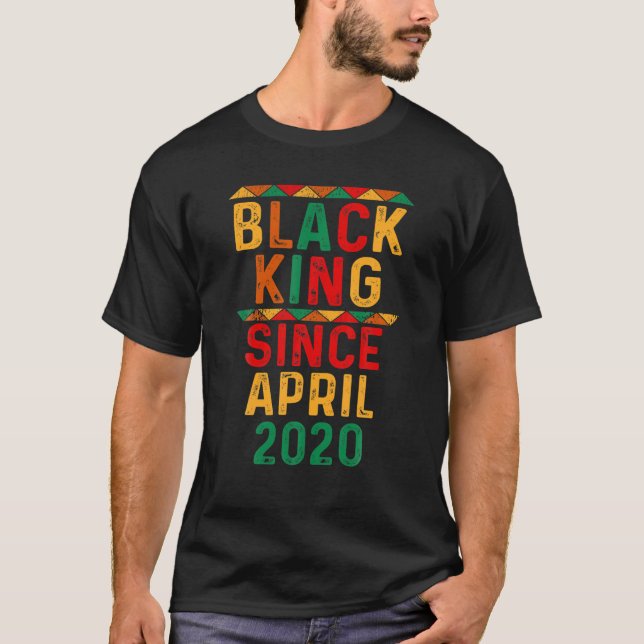 Camiseta 2.º Cumpleaños 2 Años Rey Negro Desde Abril 2020 (Anverso)
