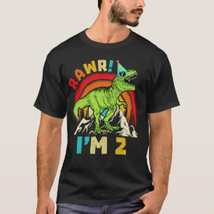Camiseta 2.º cumpleaños Dinosaurio T Rex Rawr tengo 2 años 