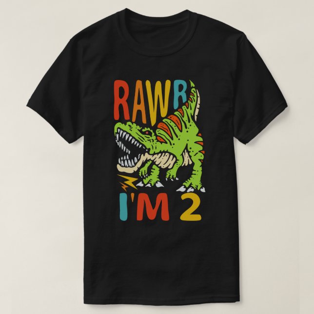 Camiseta 2.º cumpleaños Dinosaurio T Rex Rawr tengo 2 años  (Diseño del anverso)