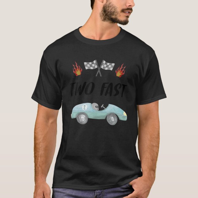 Camiseta 2.º Cumpleaños Dos Coches De Carrera Rápida Segund (Anverso)