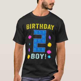 Camiseta 2.º cumpleaños dos niños de 2 años de edad en bloq