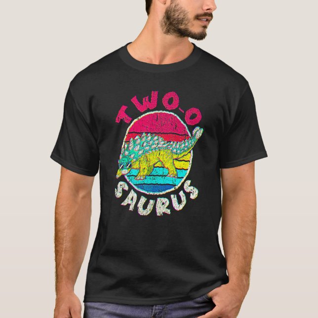 Camiseta 2.º Cumpleaños Dos O Saurus I Ankylosaurus I Famil (Anverso)