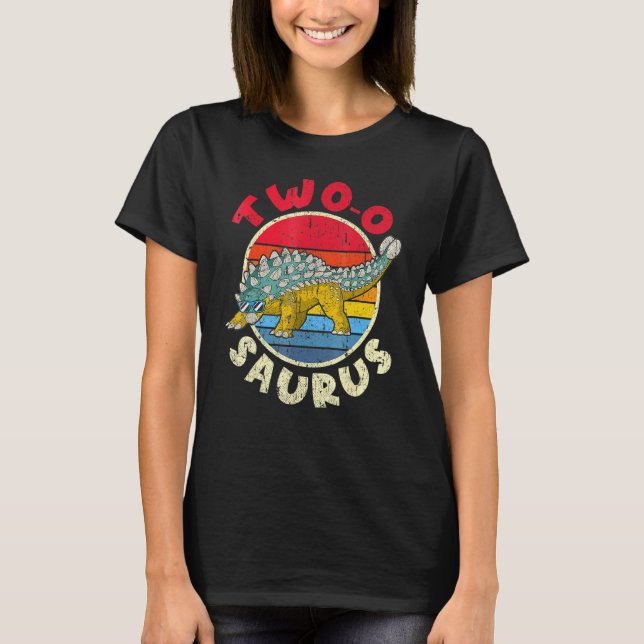 Camiseta 2.º Cumpleaños Dos O Saurus I Ankylosaurus I Famil (Anverso)