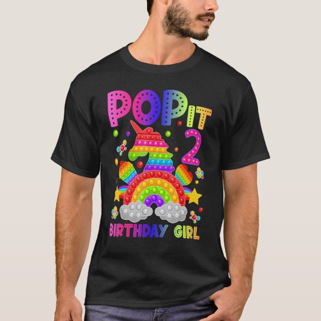 Camiseta 2.º cumpleaños Fidget Toy Pop It Chica de cumpleañ (Anverso)