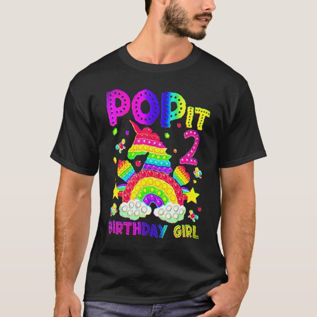 Camiseta 2.º cumpleaños Fidget Toy Pop It Chica de cumpleañ (Anverso)