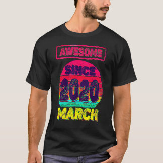 Camiseta 2.º cumpleaños increíble desde marzo de 2020, dos 