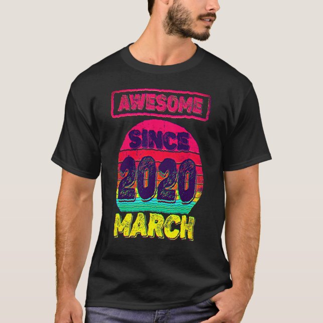 Camiseta 2.º cumpleaños increíble desde marzo de 2020, dos  (Anverso)