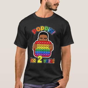 Camiseta 2.º Cumpleaños Pop It Fidget Boy Africano-American