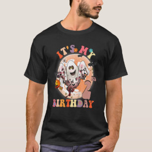 Camiseta 2.º cumpleaños Spooky Boo 2 años Groovy Retro 7