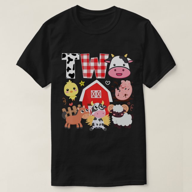 Camiseta 2.º cumpleaños Tema de la granja de dos años Nacim (Diseño del anverso)