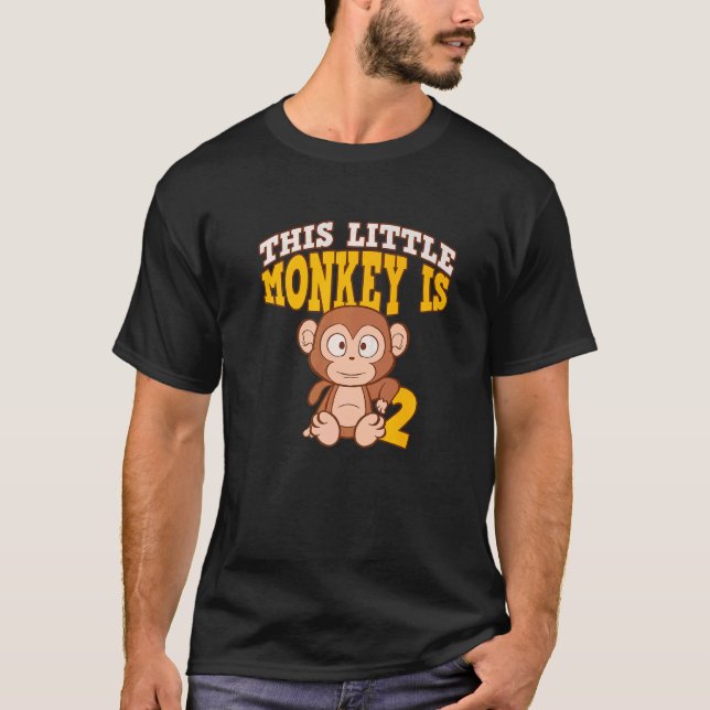 Camiseta 2.º Fiesta de animales monos que celebran el cumpl (Anverso)