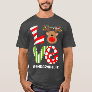 Camiseta 2.º Grado Amor Rínico Luz De Xmas Reno Teachi