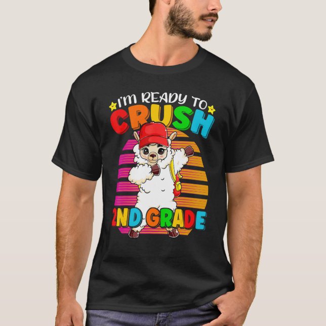 Camiseta 2.º Grado Dabbing Llama de vuelta a la mochila de  (Anverso)