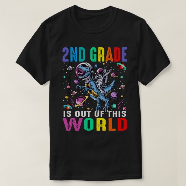 Camiseta 2.º Grado Está Fuera De Este Dinosaurio Astronauta (Diseño del anverso)
