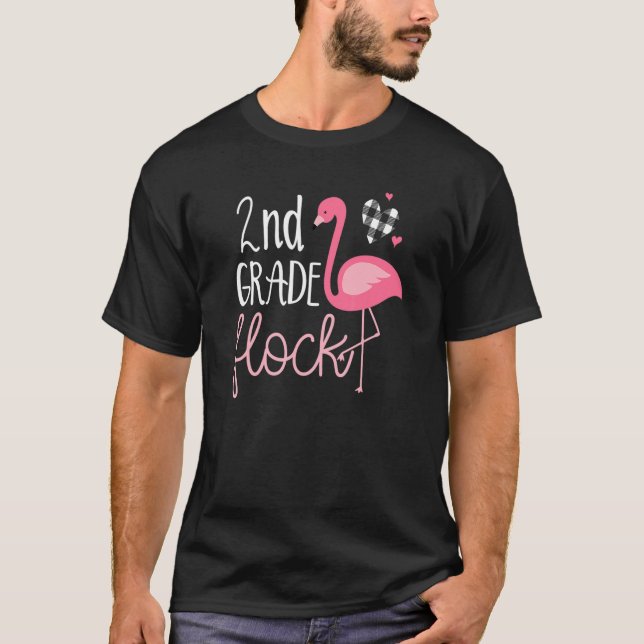 Camiseta 2.º Grado Flock Cute Flamingo Teacher Matching Tea (Anverso)