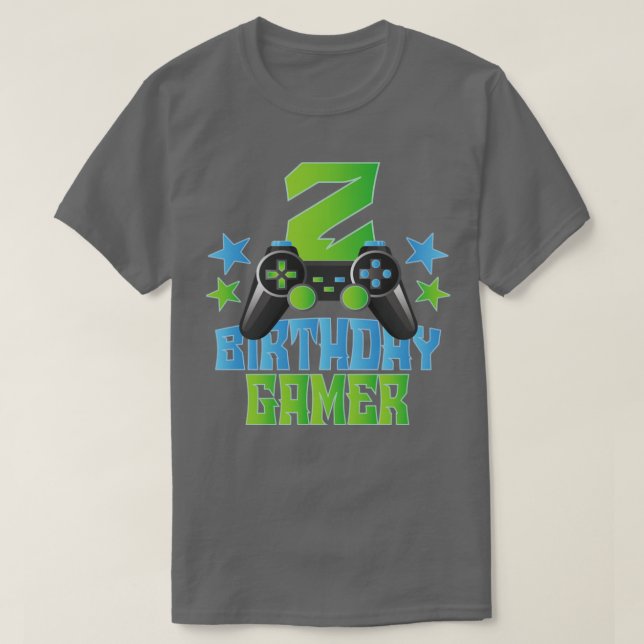 Camiseta 2.º Jugador de Cumpleaños Niño 2 Años Videojuego A (Diseño del anverso)