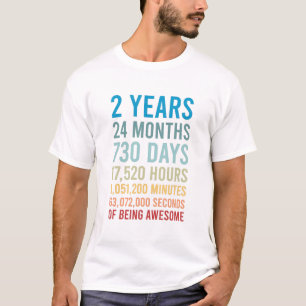 Camiseta 2 Años 24 Meses 730 Días De Cumpleaños Increíb