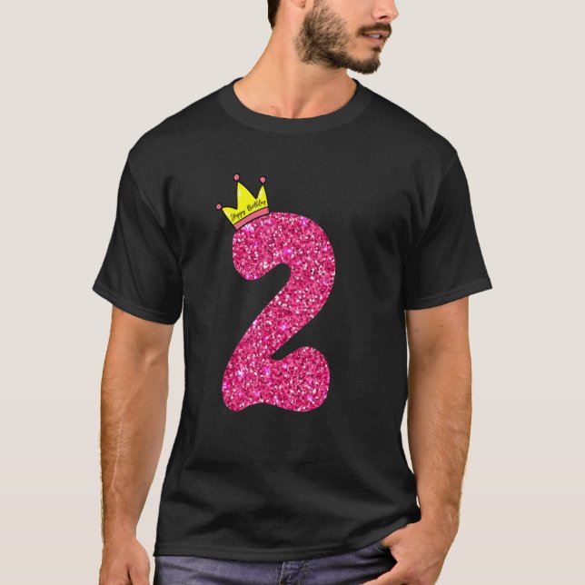Camiseta 2 años 2 Chicas rosados Princesa Oro C (Anverso)