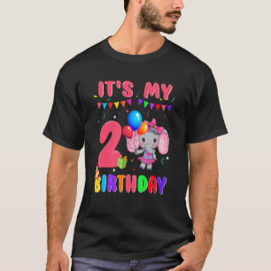 Camiseta 2 años Chicas elefantes del segundo cumpleaños aso