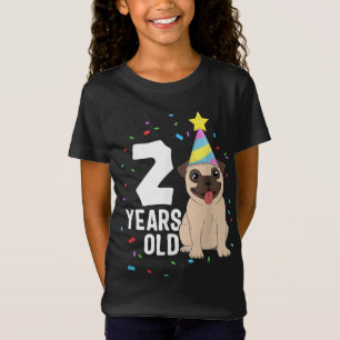 Camiseta 2 años de edad Pug Dog Lover Fiesta 2º nacimiento